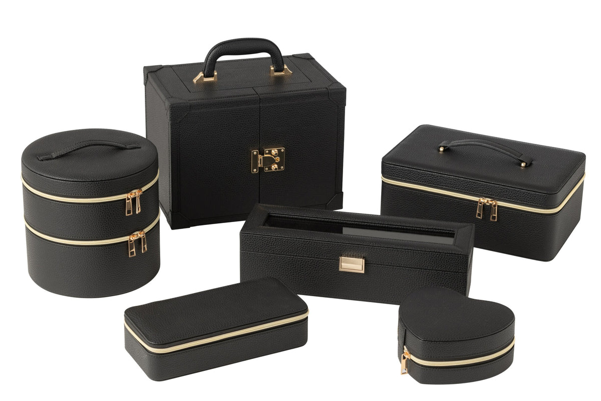 Coffret à Bijoux Avec Poignée Similicuir Noir J-Line