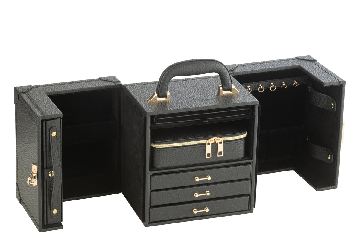Coffret à Bijoux Avec Poignée Similicuir Noir J-Line