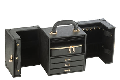 Coffret à Bijoux Avec Poignée Similicuir Noir J-Line