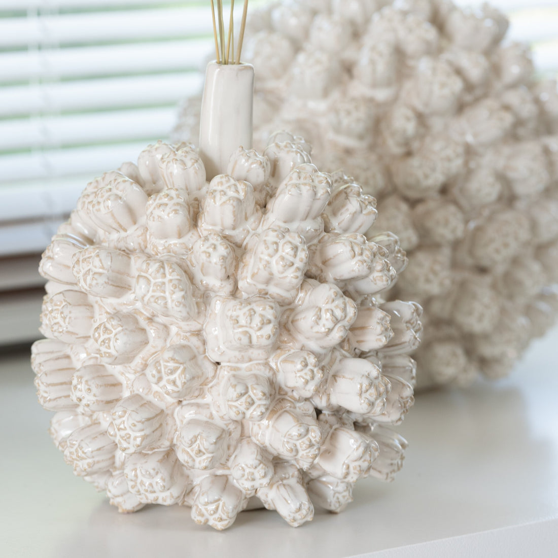 Vase Saki Céramique Blanc J-Line Lot de 2