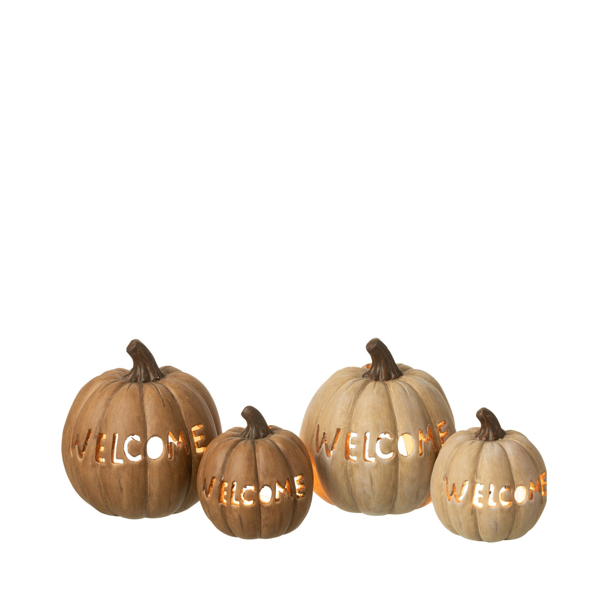 Set de 2 bougeoirs citrouille Halloween XL J-Line