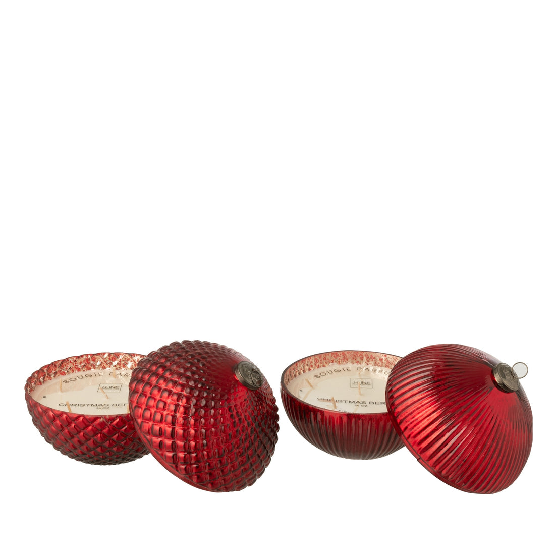 Bougie parfumée Boule de Noël Verre Rouge Noël Grand Ensemble de 2 J-Line
