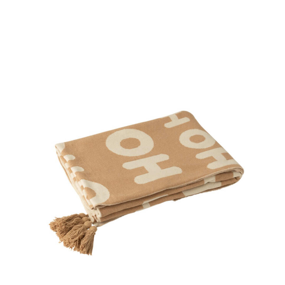 Pack de Noël Plaid &amp; Coussins de Noël HoHoHo Beige/Blanc J-Line