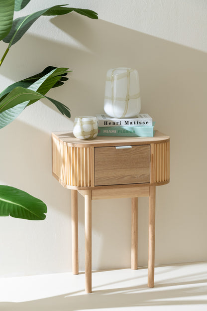 Table de chevet ronde MDF/bois de pin naturel J-Line