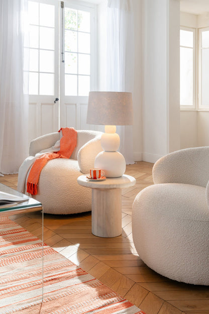 Fauteuil pivotant rond en mousse taupe J-Line