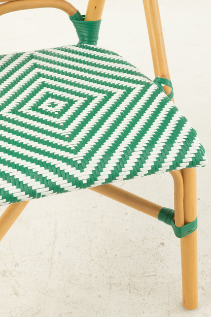 Chaise Rotin Vert foncé/Blanc J-Line