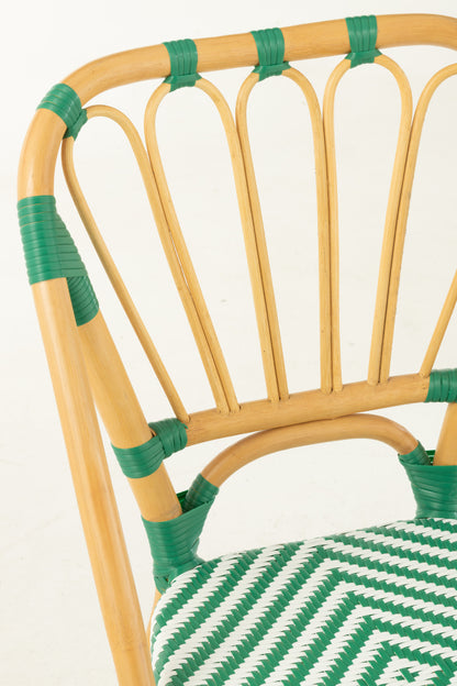 Chaise Rotin Vert foncé/Blanc J-Line