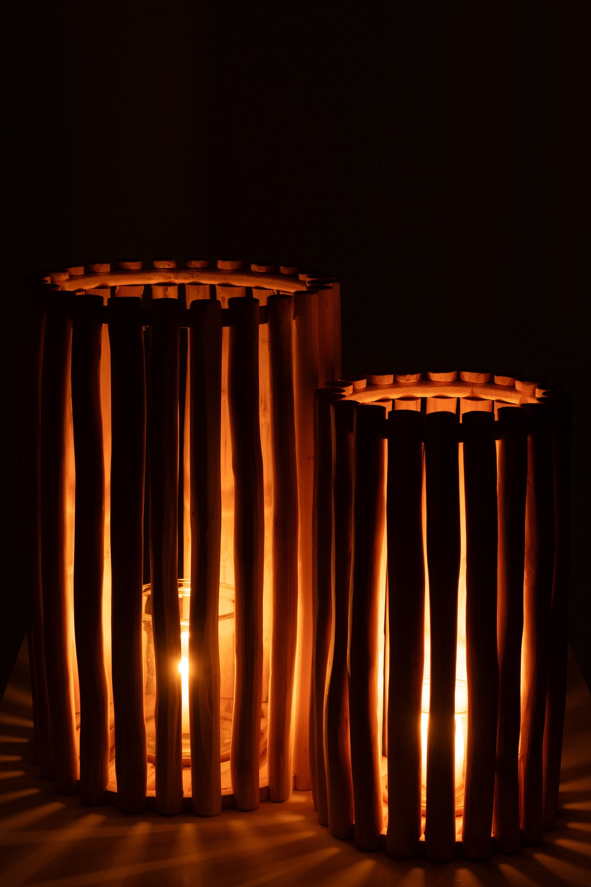 Lanterne en teck naturel, lot de 2 J-Line