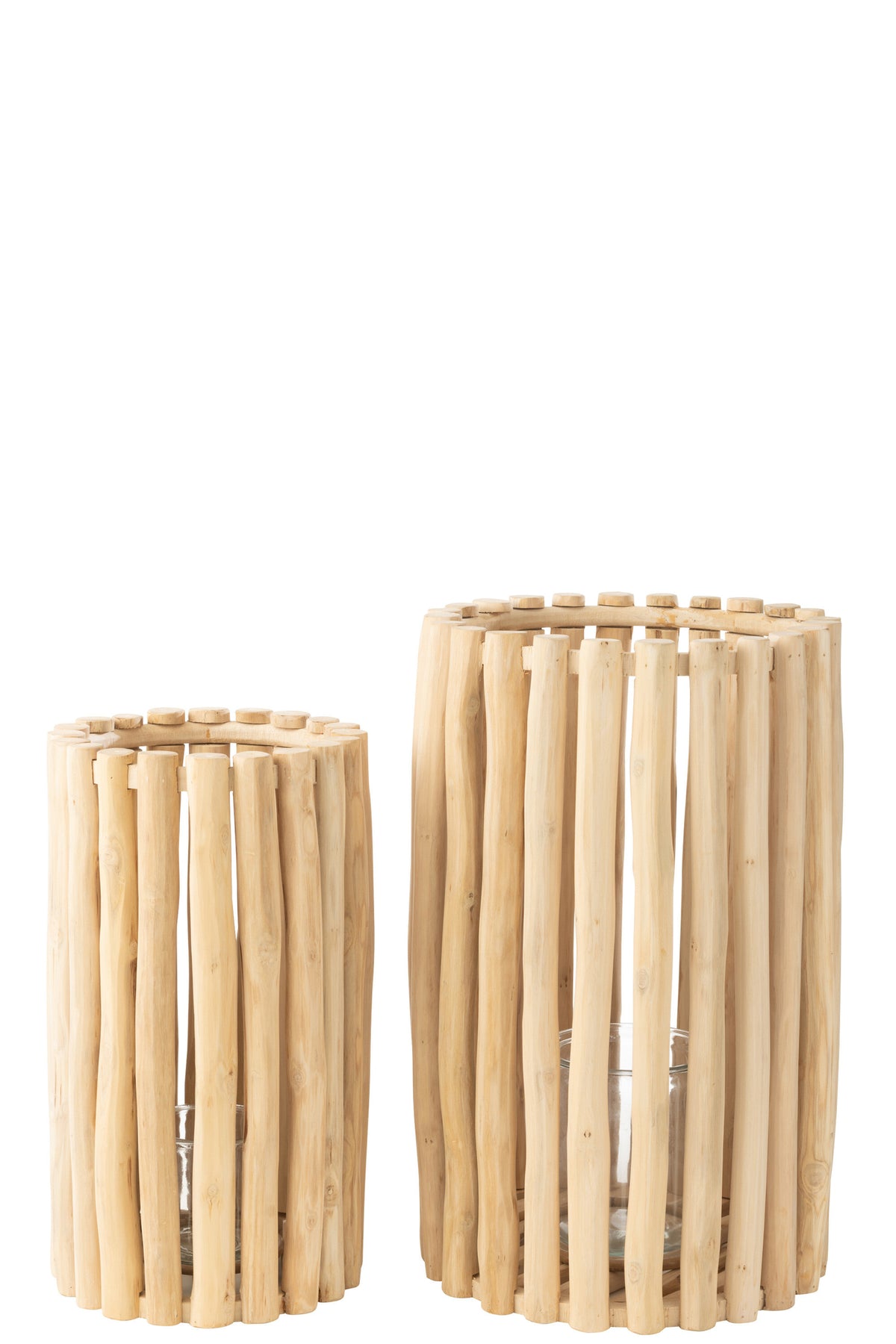 Lanterne en teck naturel, lot de 2 J-Line