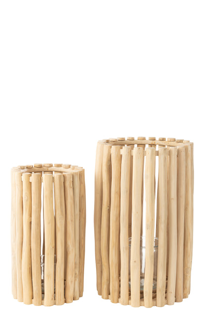 Lanterne en teck naturel, lot de 2 J-Line