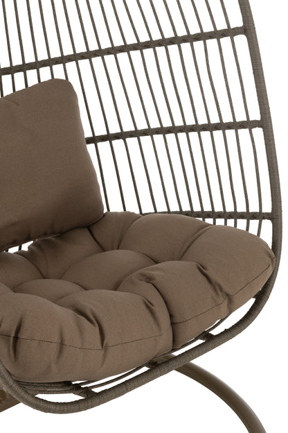 Chaise suspendue + Coussin Egga Métal/Corde Marron J-Line