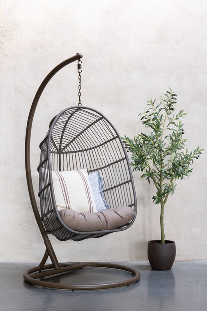 Chaise suspendue + Coussin Egga Métal/Corde Marron J-Line