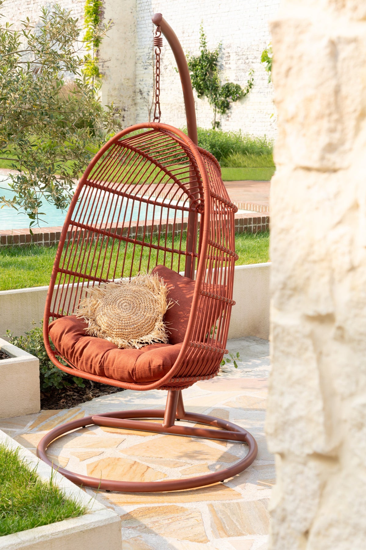 Chaise suspendue Egga Métal/Corde Rouge J-Line