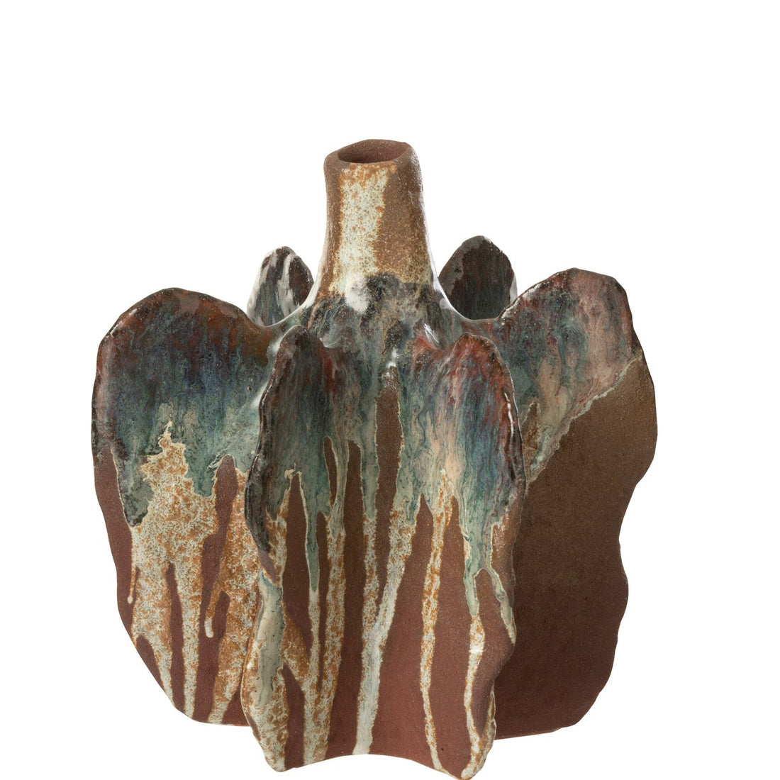 Vase Naga Céramique Brun Rouille Moyen 18,5x18x20,5cm J-Line