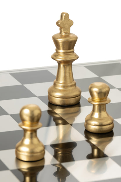 Jeu d’échecs Plateay en polyrésine blanc/doré J-Line