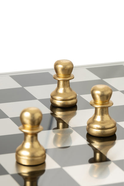 Jeu d’échecs Plateay en polyrésine blanc/doré J-Line