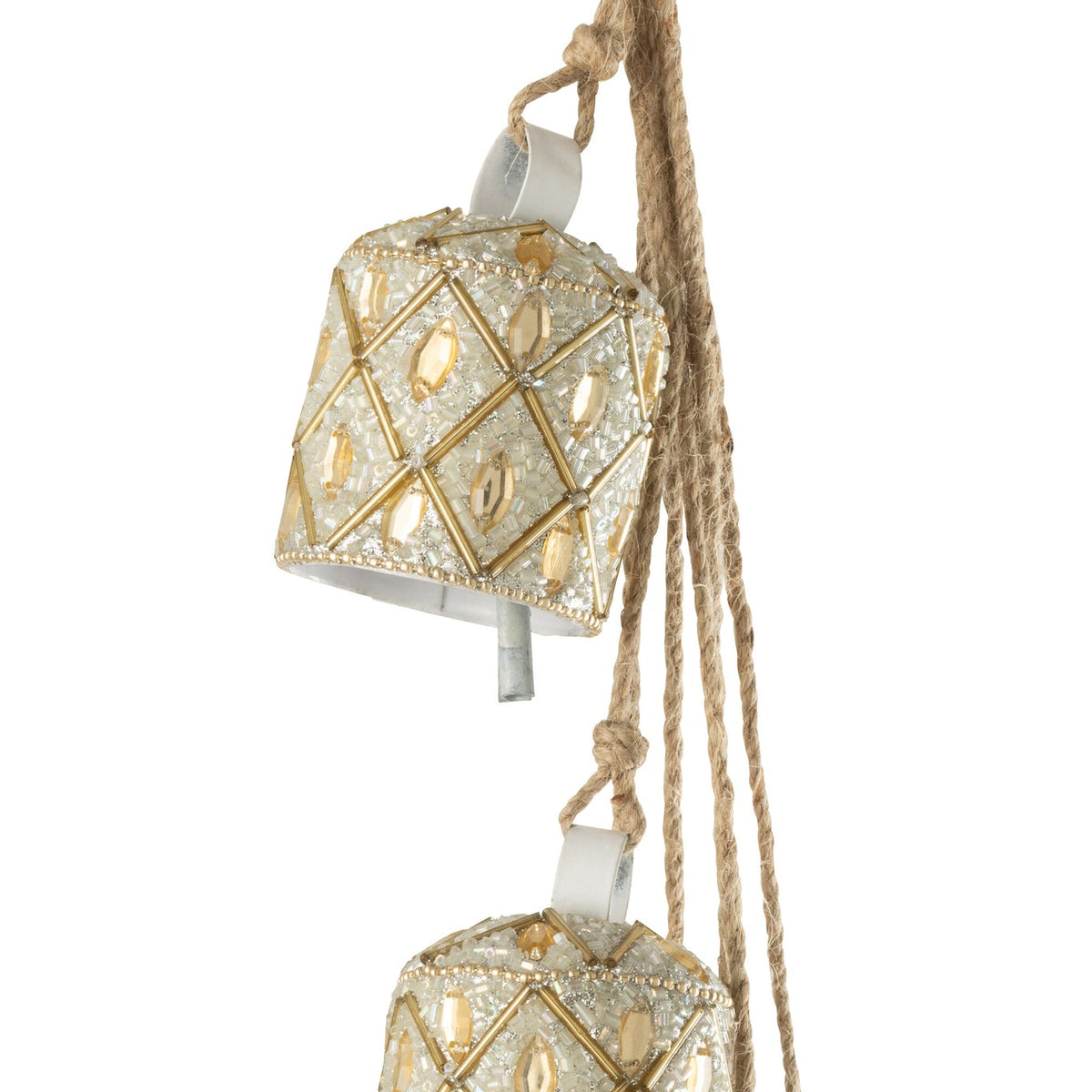 Pendentif 7 bulles fer/perles blanc/couleur or J-Line