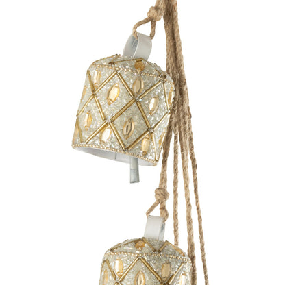 Pendentif 7 bulles fer/perles blanc/couleur or J-Line