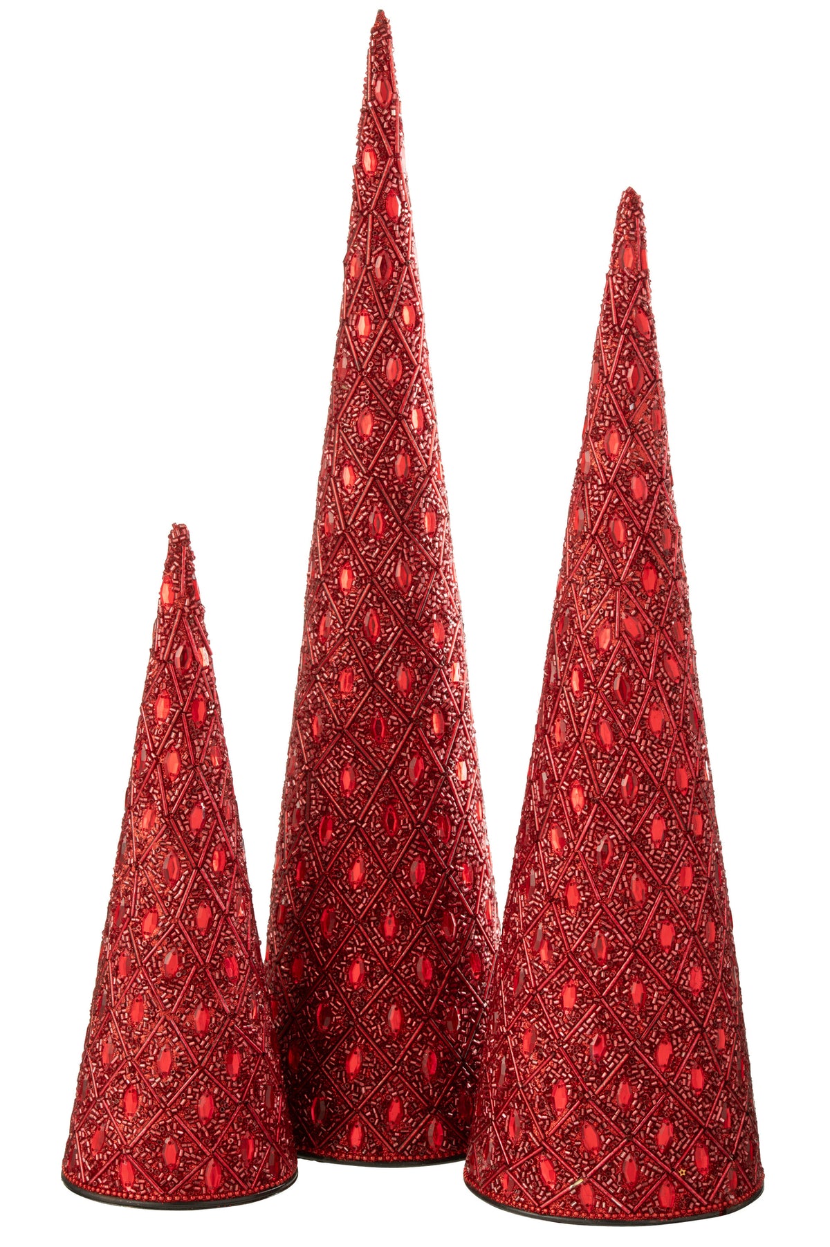 Cône Fer/Perles Rouge Noël Lot de 3 J-Line