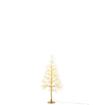 Sapin de Noël en fer doré avec lumières LED blanc chaud, petit modèle H 80 cm, J-Line