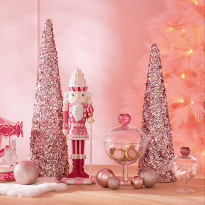 Cône à paillettes en mousse rose clair moyen H56 cm J-Line