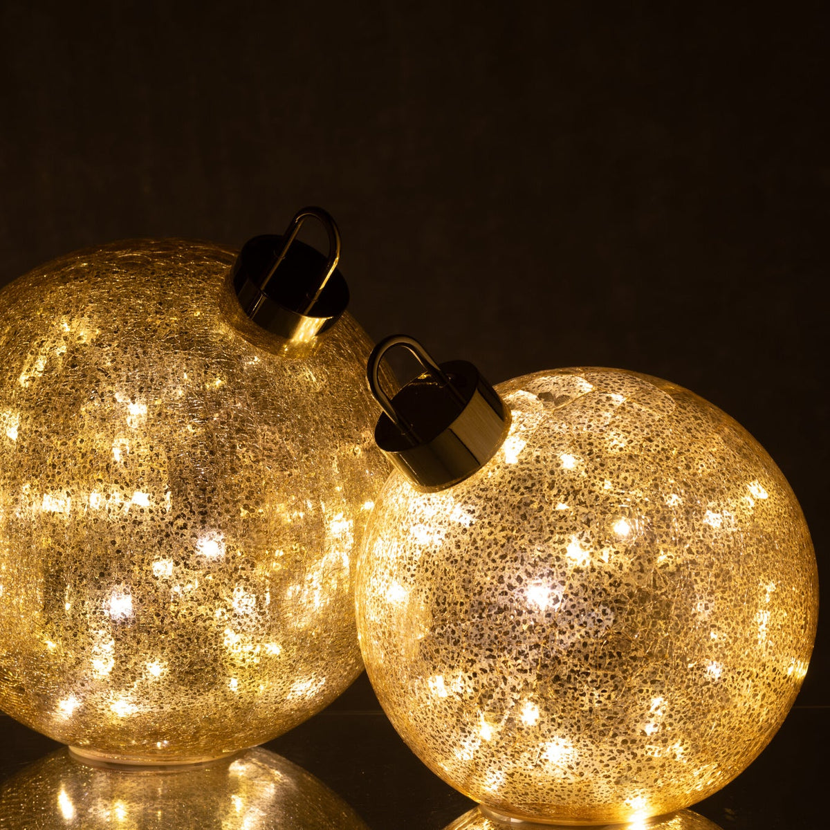 Boule de Noël en verre à LED couleur or, grande, J-Line
