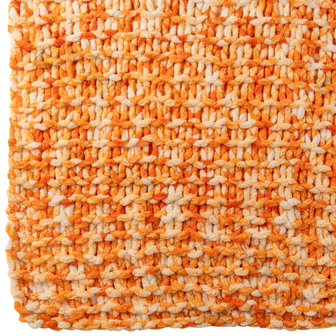 Couverture en polyester tricoté orange/blanc J-Line