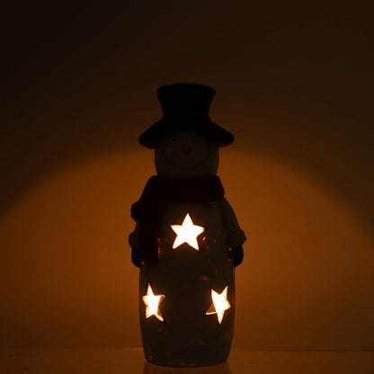 Photophore Bonhomme de neige Écharpe + Chapeau Magnésium Multicolore Petit J-Line