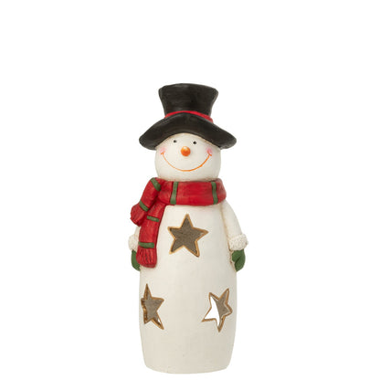 Photophore Bonhomme de neige Écharpe + Chapeau Magnésium Multicolore Petit J-Line