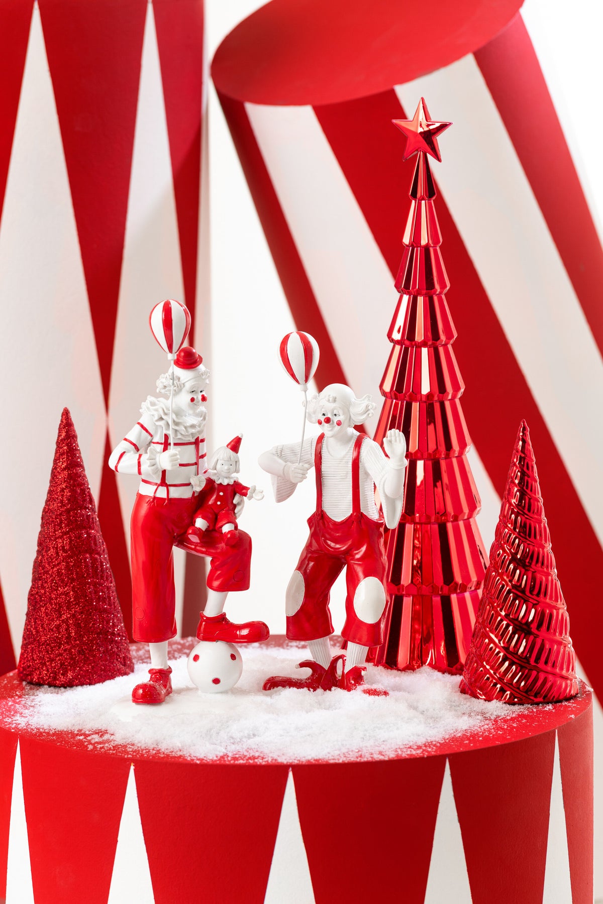 Sapin + étoile en plastique rouge de Noël, lot de 2 J-Line