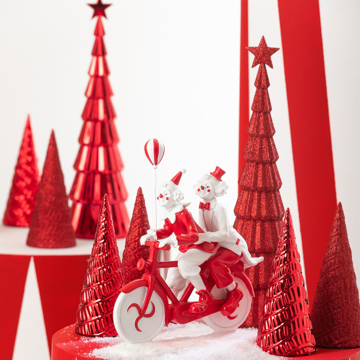Sapin + étoile en plastique rouge de Noël, lot de 2 J-Line