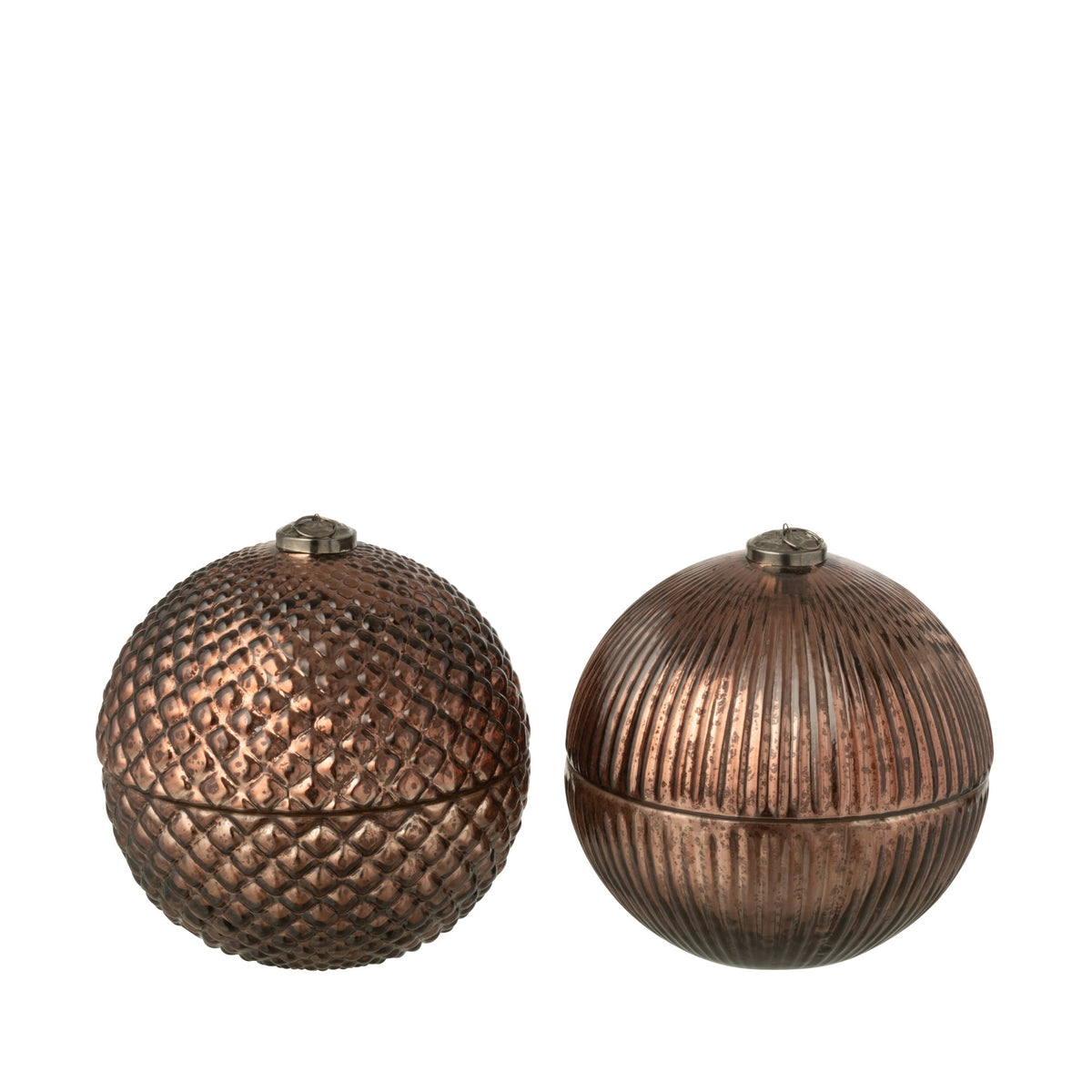 Bougie parfumée Boule de Noël Verre Marron Large Lot de 2 J-Line