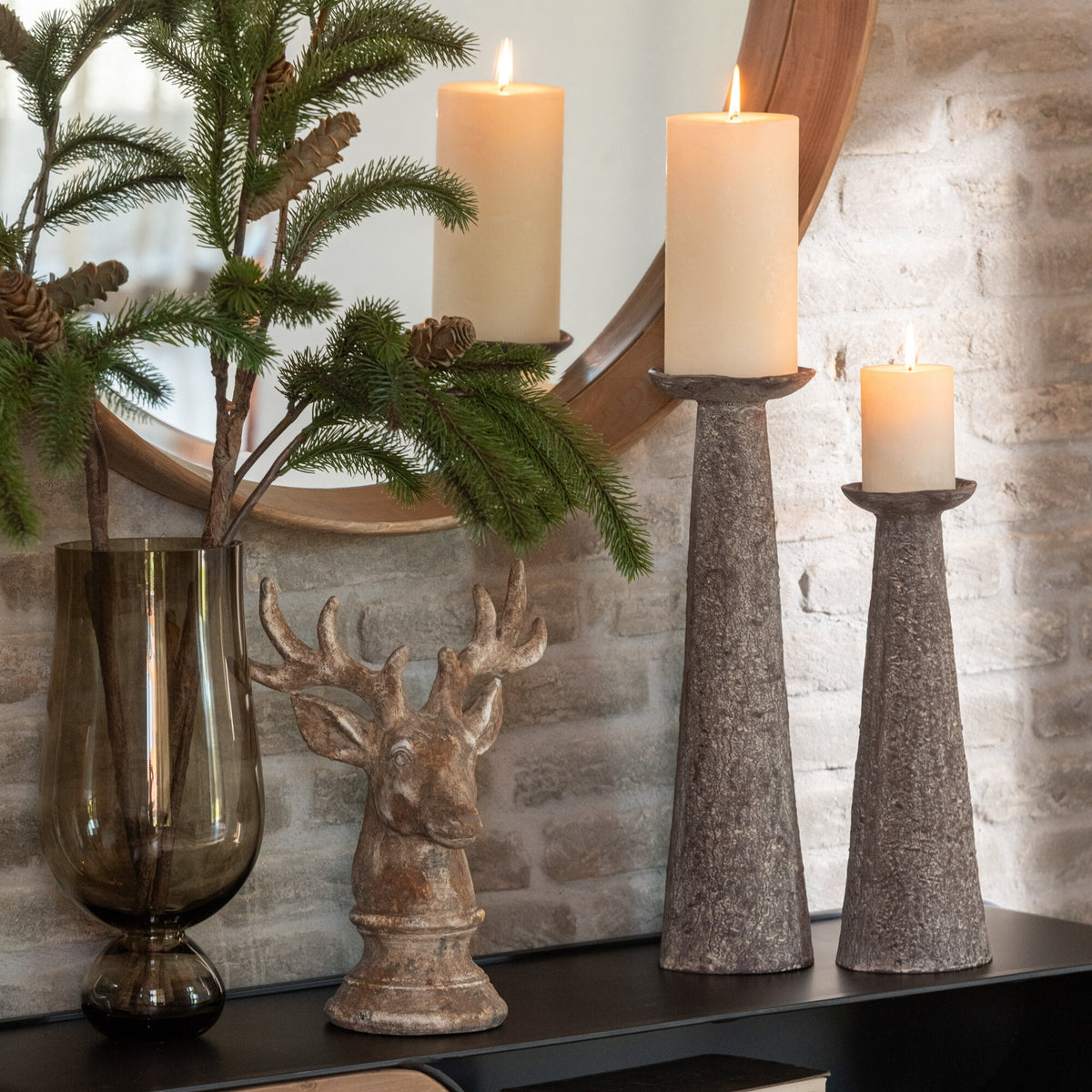 Lot de 2 bougeoirs bruns J-Line