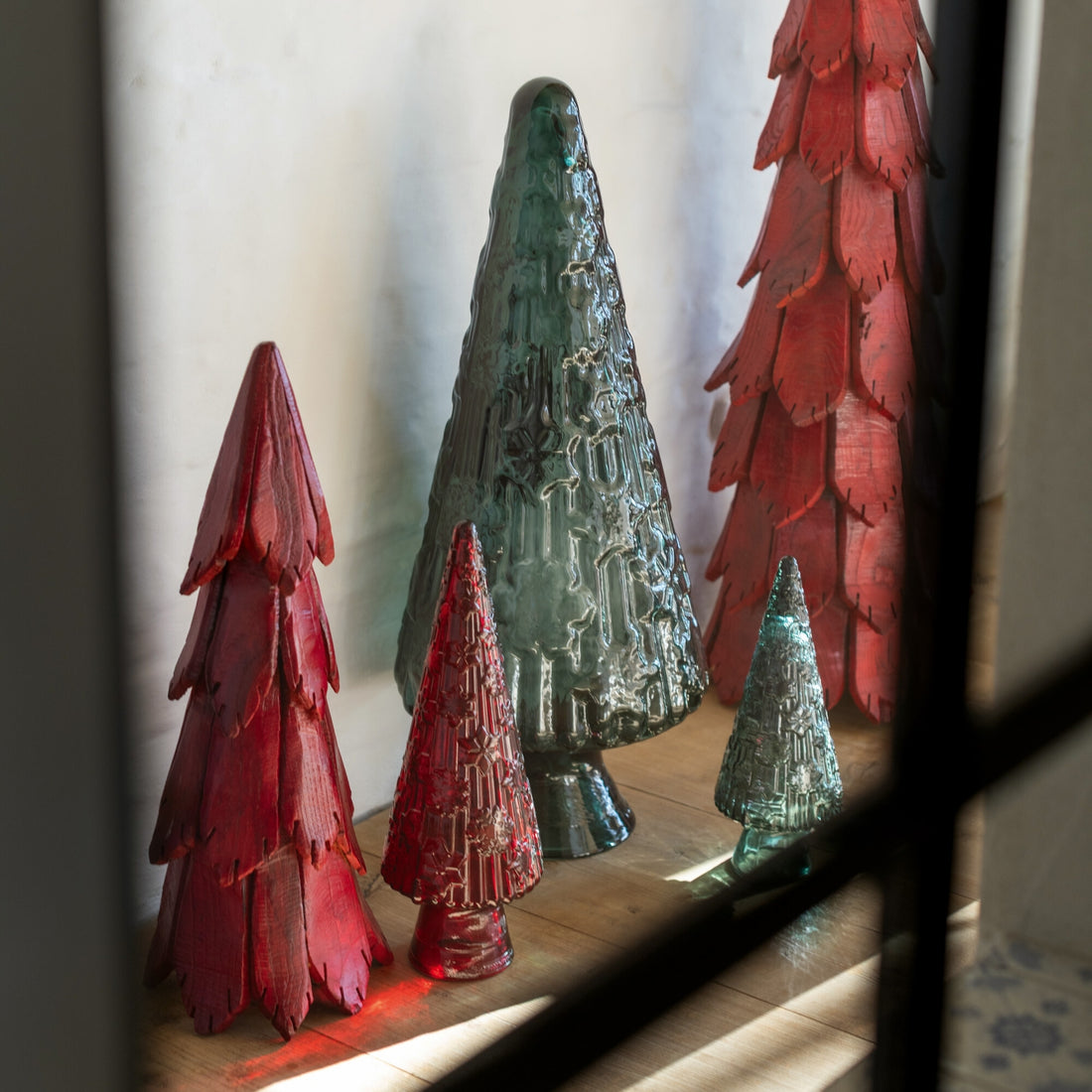 Ornement de sapin de Noël en verre vert, grand modèle, J-Line
