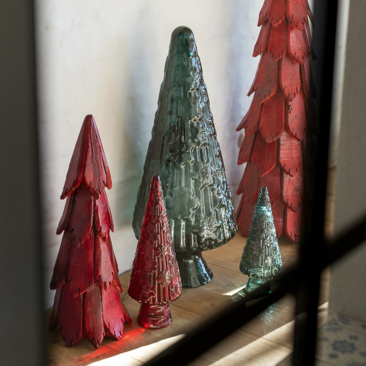Ornement de sapin de Noël en verre vert, grand modèle, J-Line