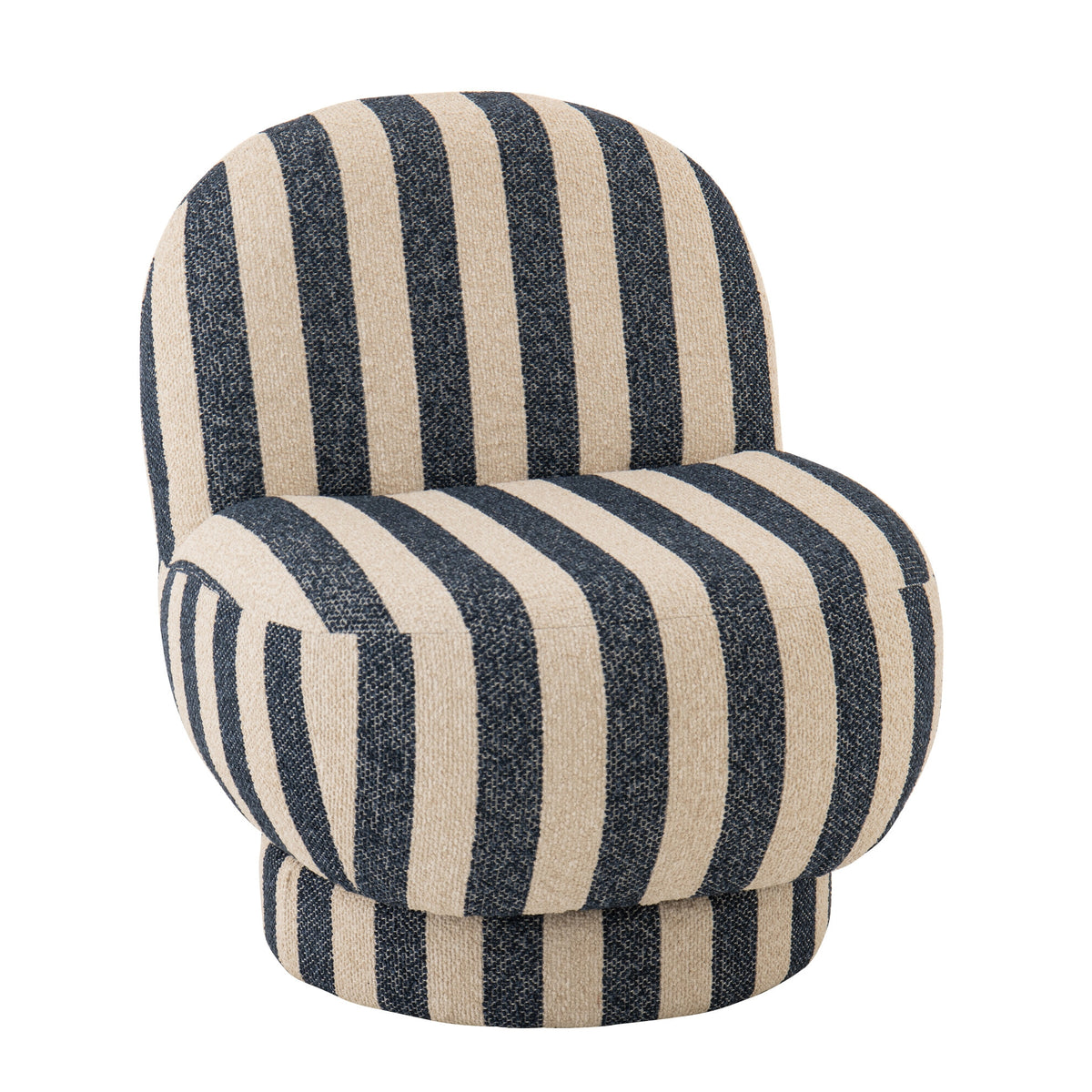 Fauteuil Lounge en Tissu Rayé Bleu/Blanc Cassé J-Line
