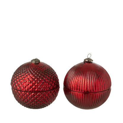Bougie parfumée Boule de Noël Verre Rouge Noël Grand Ensemble de 2 J-Line