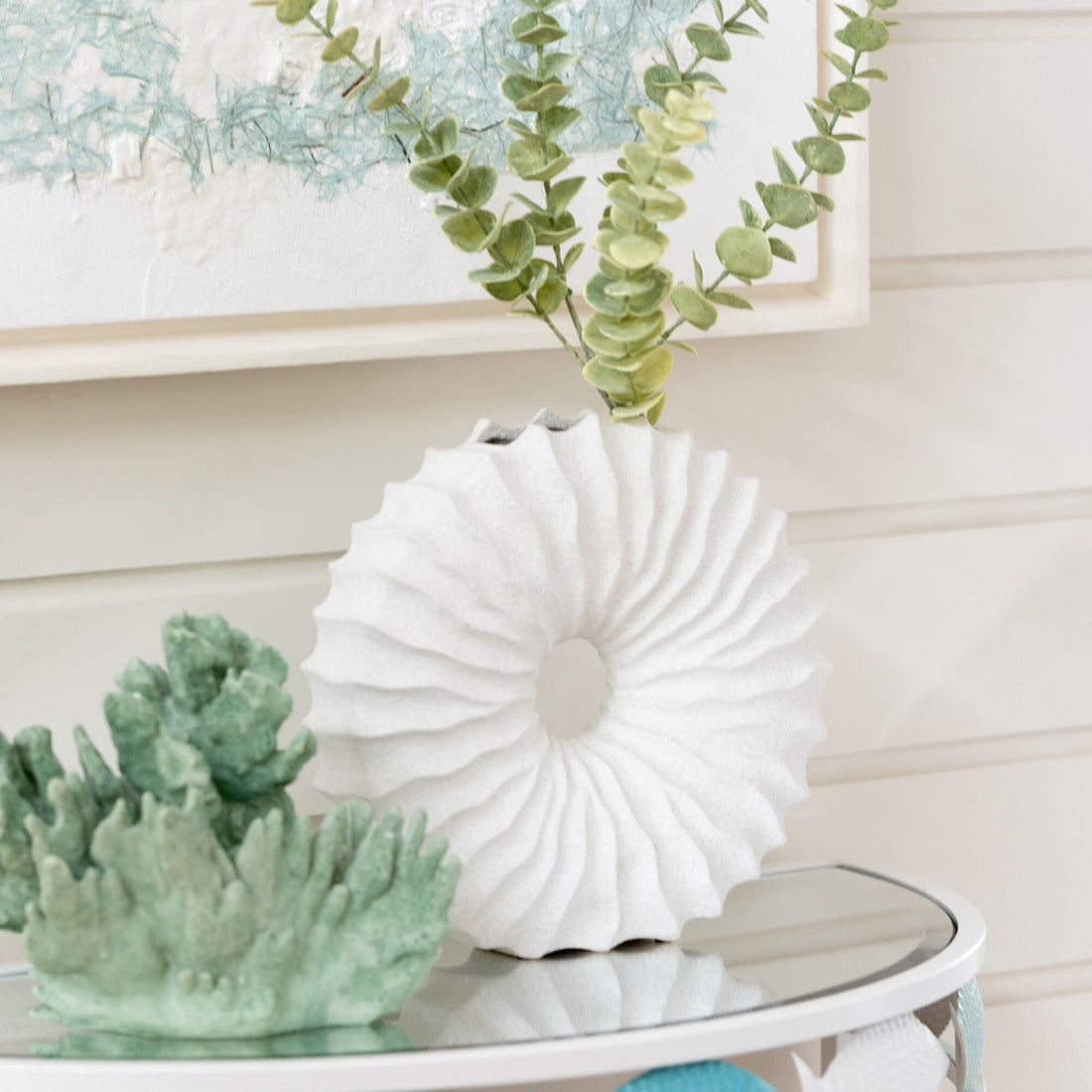 Vase Céramique Aspect Sable Blanc Petit J-Line
