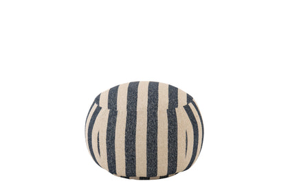Fauteuil avec pouf en tissu rayé bleu/blanc cassé J-Line