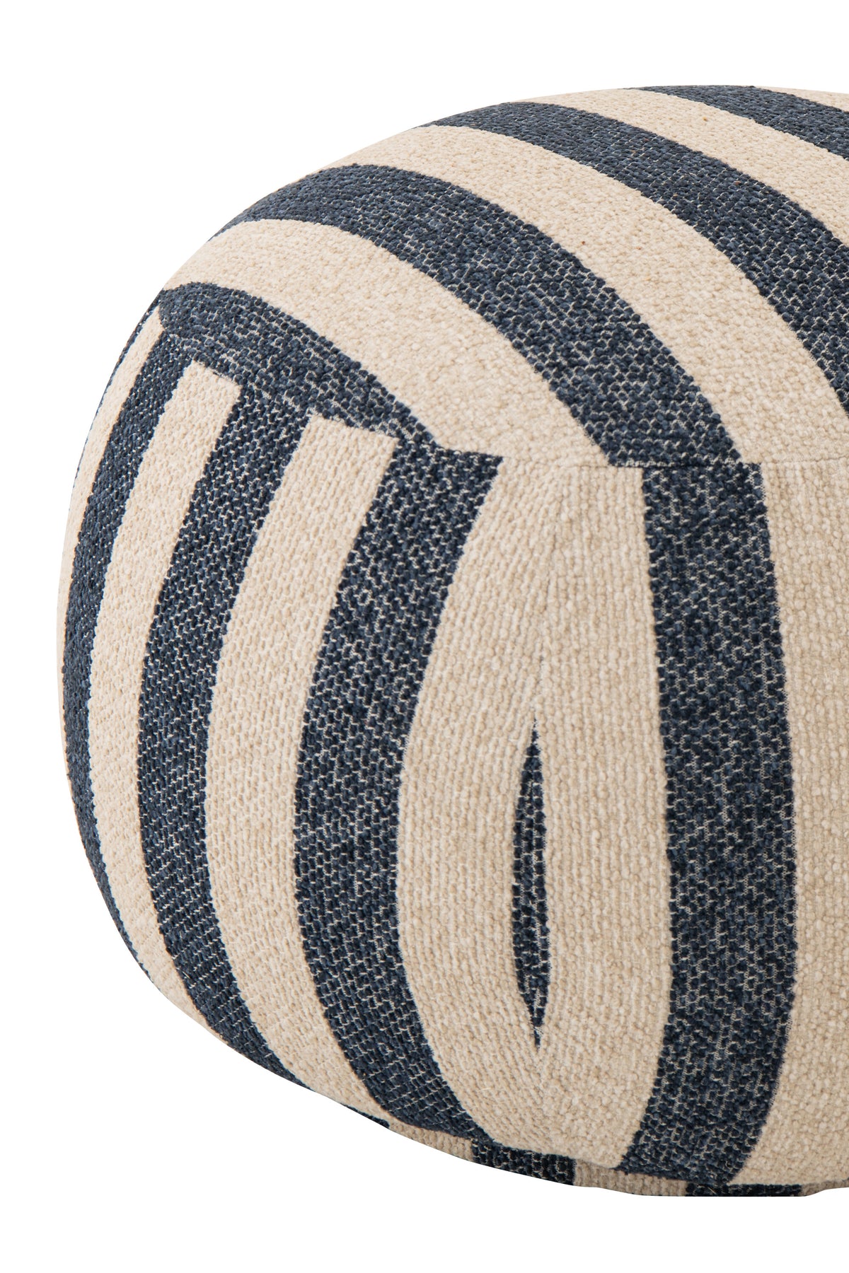 Fauteuil avec pouf en tissu rayé bleu/blanc cassé J-Line