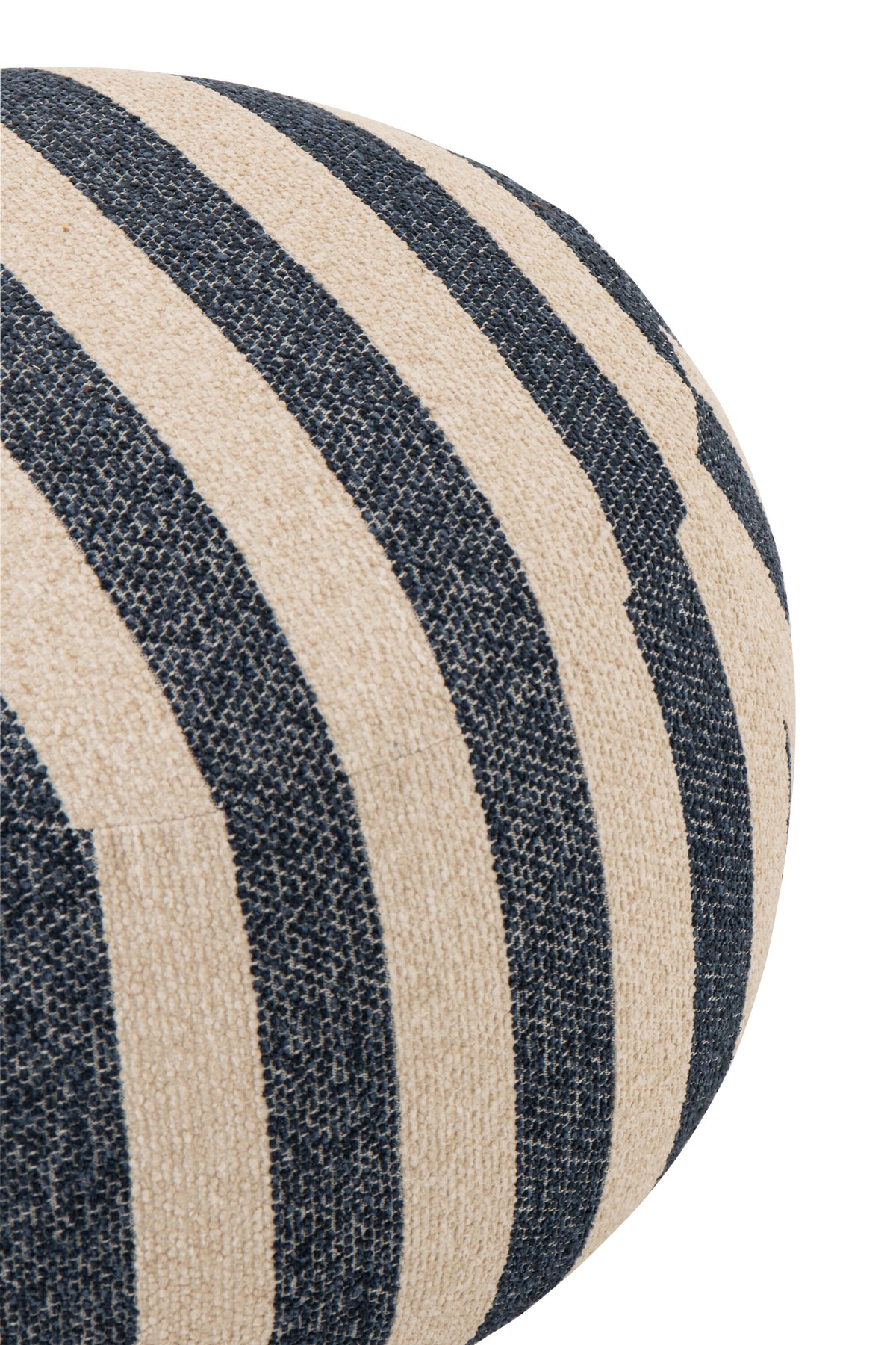 Fauteuil avec pouf en tissu rayé bleu/blanc cassé J-Line