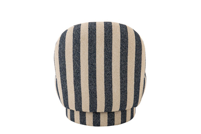 Fauteuil avec pouf en tissu rayé bleu/blanc cassé J-Line