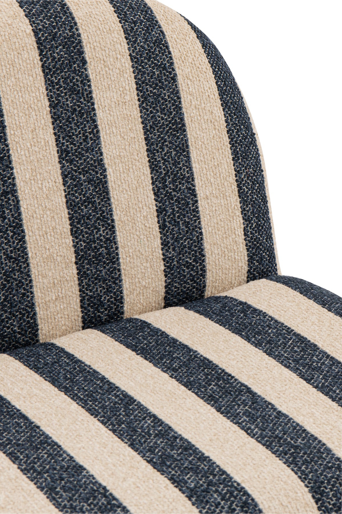 Fauteuil avec pouf en tissu rayé bleu/blanc cassé J-Line