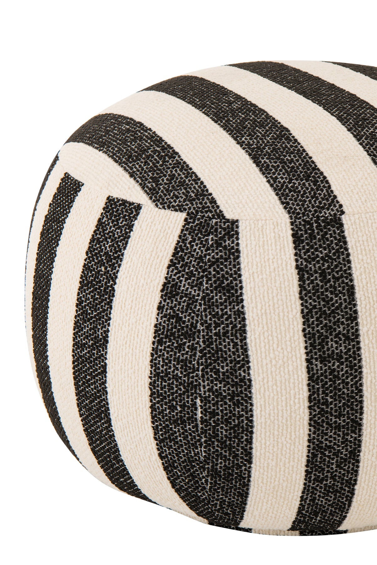 Fauteuil avec pouf en tissu rayé noir/blanc cassé J-Line