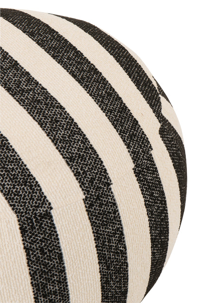 Fauteuil avec pouf en tissu rayé noir/blanc cassé J-Line