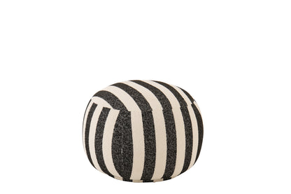Fauteuil avec pouf en tissu rayé noir/blanc cassé J-Line
