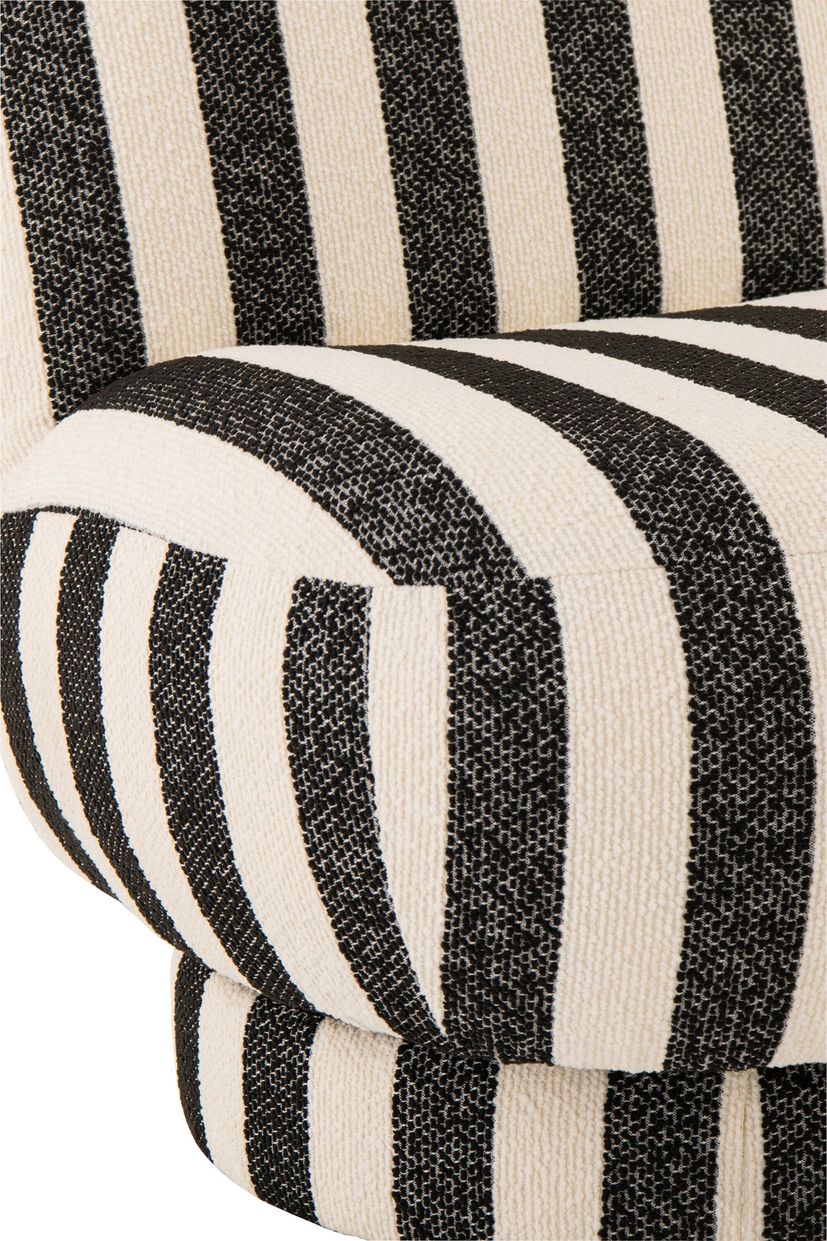 Fauteuil avec pouf en tissu rayé noir/blanc cassé J-Line