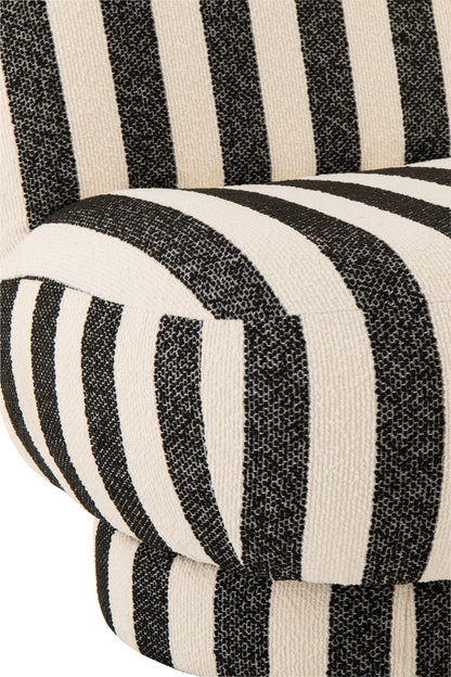 Fauteuil avec pouf en tissu rayé noir/blanc cassé J-Line