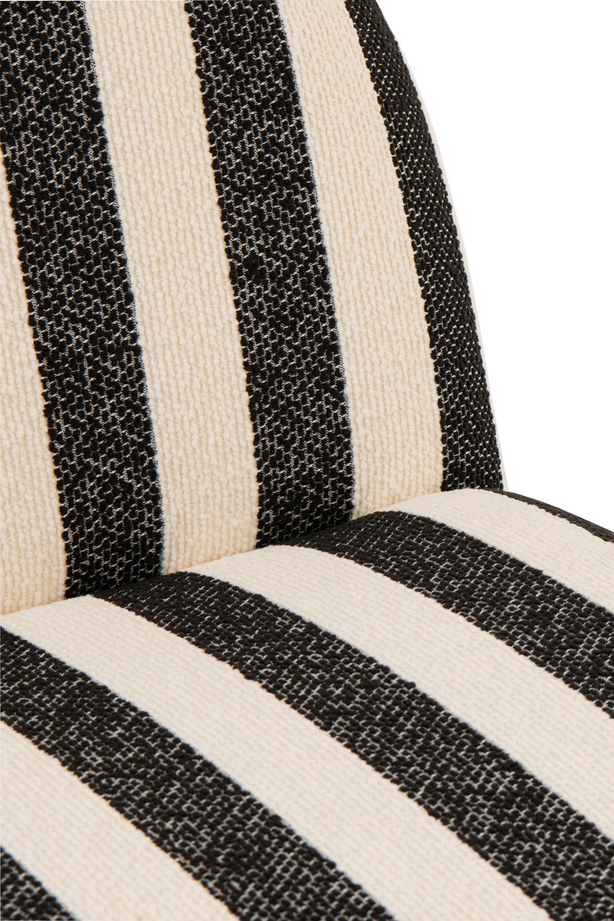 Fauteuil avec pouf en tissu rayé noir/blanc cassé J-Line