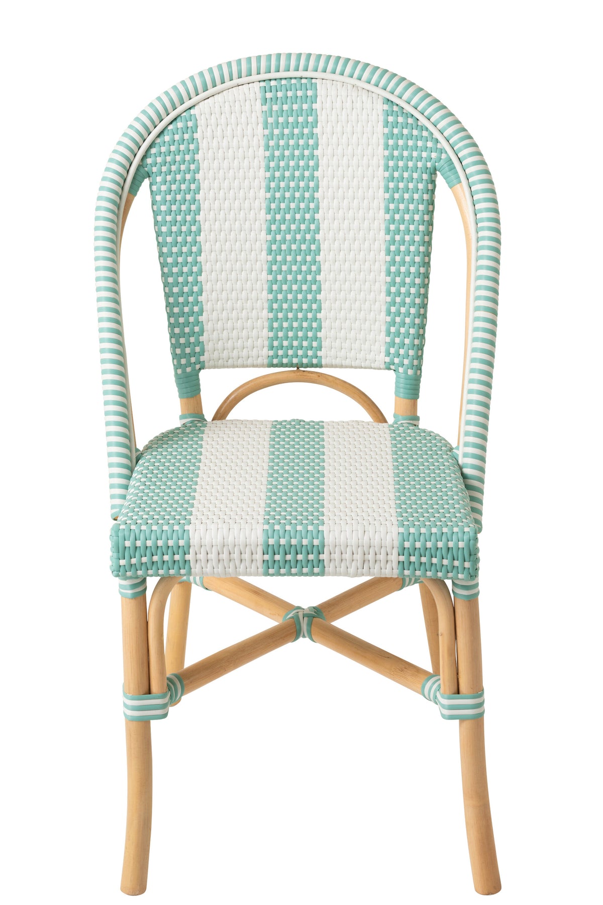 Chaise en rotin rayée bleu clair/blanc J-Line